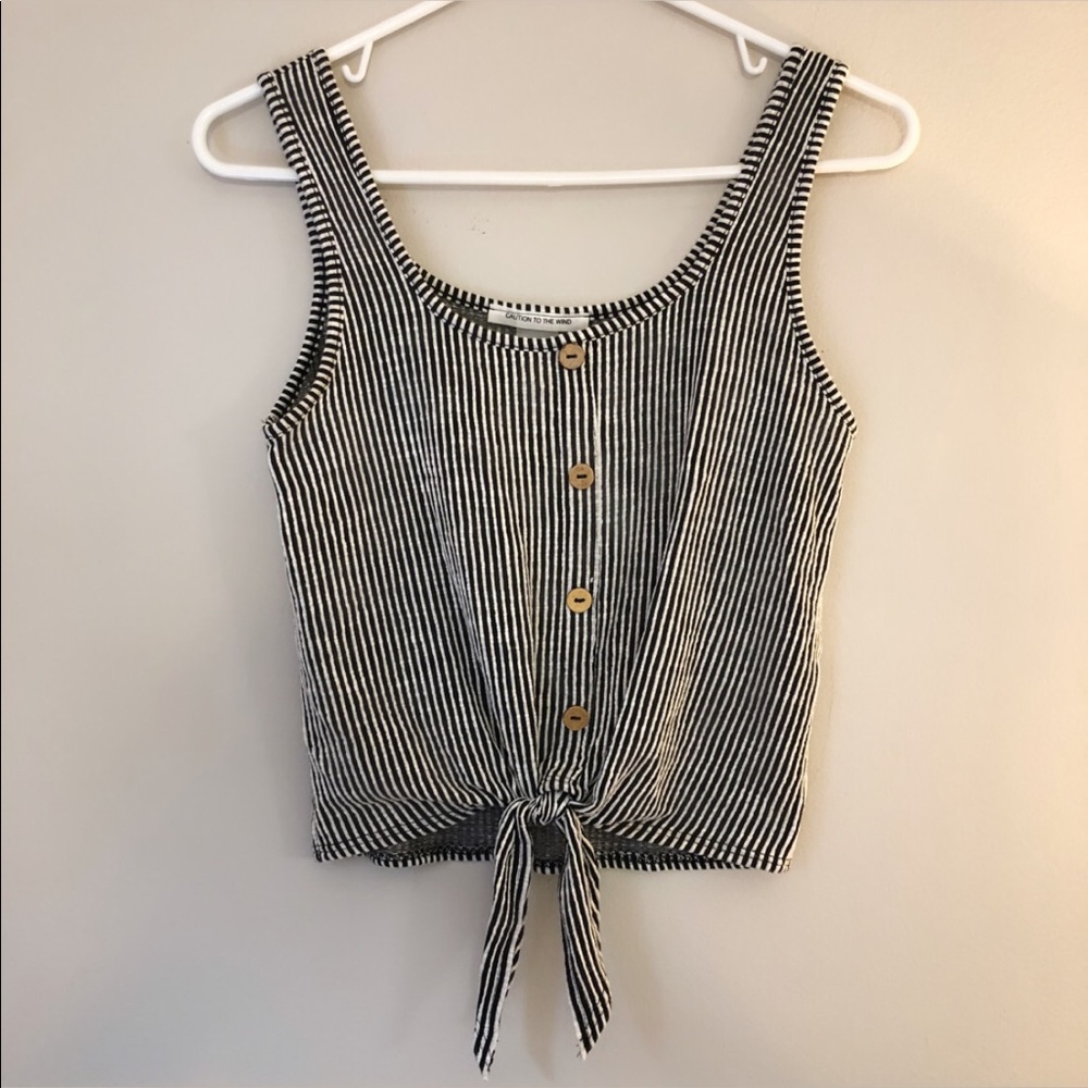 Striped Tie-Front Crop Tank-top